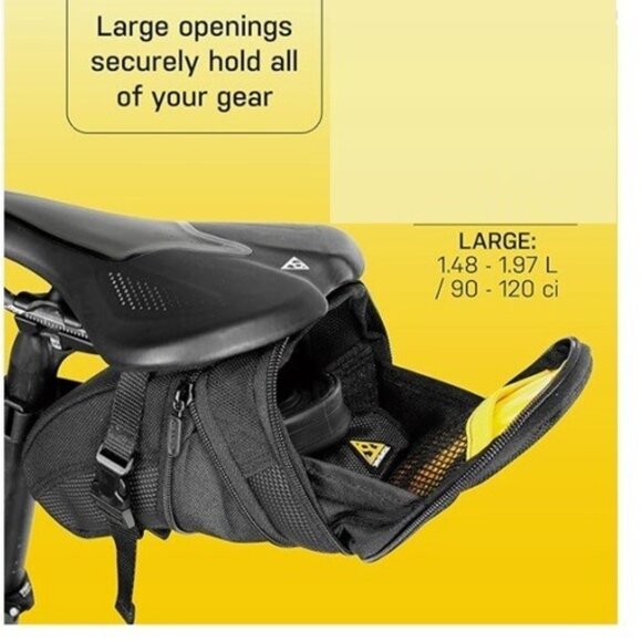 Topeak Aero Wedge Pack Bicycle Bag with Strap Mount, Large, Black - Picture 3 of 12